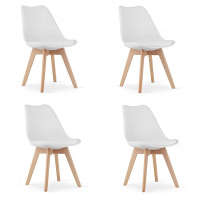 Set 4 scaune bucatarie/living, Artool, Mark, PP, lemn, alb, 49x43x82 cm foto