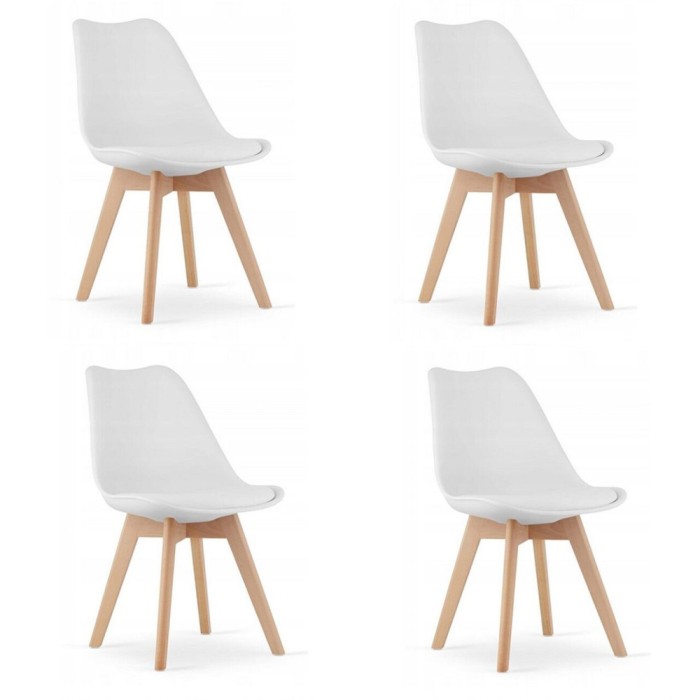 Set 4 scaune bucatarie/living, Artool, Mark, PP, lemn, alb, 49x43x82 cm