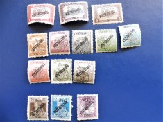 ROMANIA 1919 LOT 3 EMISIUNI ORADEA CU SUPRATIPAR KOZTARSASAG - PARLAMENT, SECERATORI, KARL SI ZITA - SARNIERA, GUMATE (T167)