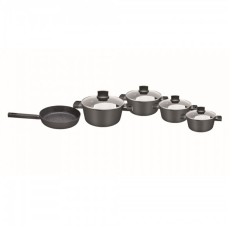 Set de oale Zilan, 9 piese, invelis marmura, manere fine la atingere, Negru
