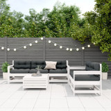 VidaXL Set mobilier de grădină cu perne, 6 piese, alb, lemn masiv pin