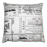 Perna decor, culoare alb plus negru, fabricat din bumbac plus poliester, cu print vintage, dimensiune 40 x 40 cm, ConceptSeller, DECO
