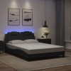 VidaXL Cadru de pat cu lumini LED, negru, 140x190 cm, piele ecologică 3214015