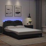 VidaXL Cadru de pat cu lumini LED, negru, 120x200 cm, piele ecologică