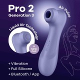Stimulator Clitoridian Air Pulse Pro 2 Generation 3 + Bluetooth/App, Albastru, Satisfyer
