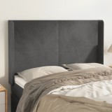 VidaXL Tăblie de pat cu aripioare gri &icirc;nchis 147x16x118/128 cm catifea 3119349