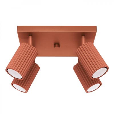 Lampă De Tavan Karbon Ocru Roșu Aluminiu 4 Bec Tub Minimalist De Interior foto
