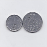 Antilele Olandeze - lot 2 monede 1 si 2 1/2 cents 1979, xF, America Centrala si de Sud