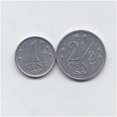 Antilele Olandeze - lot 2 monede 1 si 2 1/2 cents 1979, xF