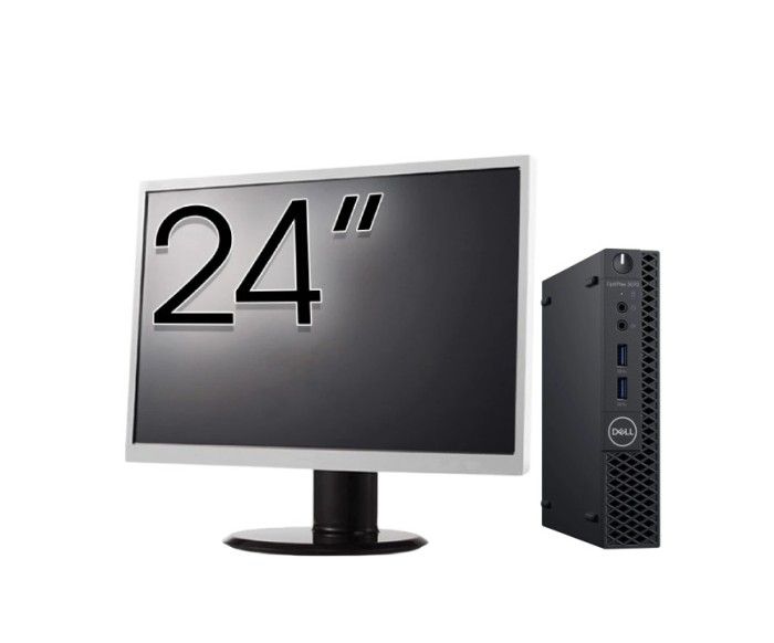 Pachet Calculator Second Hand DELL OptiPlex 3070 Mini, Intel Core i3-9100T 3.10 - 3.70GHz, 8GB DDR4, 256GB SSD + Monitor 24 Inch NewTechnology Media