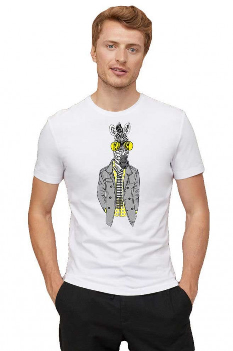 Tricou barbati alb - Zebra Fashion - S