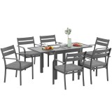 Outsunny Set de Grădină cu Masă Extensibilă și 6 Scaune Stivuibile Gri | Aosom Romania