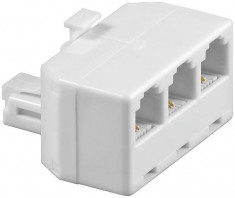 Adaptor modular OEM 6P4C RJ11 tata la 3 x RJ11 mama Alb foto