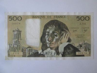 Franța 500 Francs/Franci 1980,bancnota din imagini foto