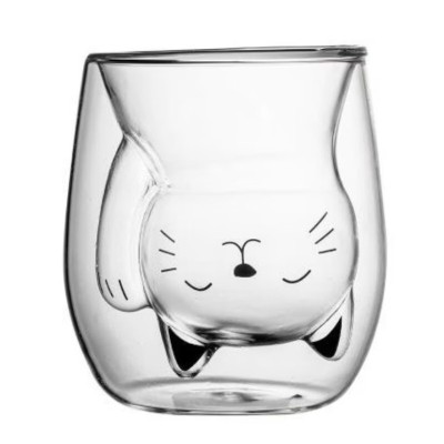 Pahar, cu Pereti Dubli, Black Cat, din sticla, transparent, 280 ml - perfect pentru o portie de bautura preferata foto