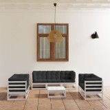 VidaXL Set mobilier de grădină cu perne, 8 piese, lemn masiv de pin 3076505