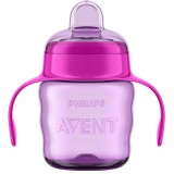 Cana Philips Avent SCF551/03 cu tetina de formare, 200ml, 6 luni +, Roz