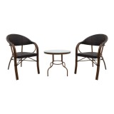 Cumpara ieftin Set Masa si Scaune Lounge Paula 3 Piese Maro