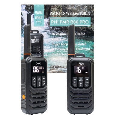 Aproape nou: Statie radio portabila PNI PMR R80 PRO, set cu 2 bucati, 0.5W, 16 cana foto