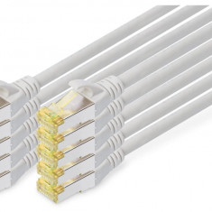 Set 10 x Cablu de retea DIGITUS LAN Cat 6A - 0,5m RJ45, Ecranat S FTP, gri - RESIGILAT