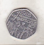 bnk mnd Marea Britanie Anglia 50 pence 2018 - comemorativa