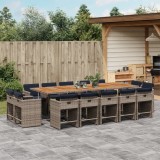 vidaXL Set mobilier de grădină cu perne, 15 piese, gri, poliratan 3211238