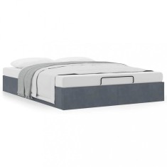 vidaXL Cadru pat otoman fără saltea Gri &icirc;nchis 140x190 cm catifea