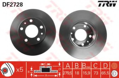 Disc frana PEUGEOT BOXER bus (230P) (1994 - 2002) TRW DF2728 foto