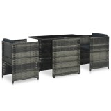 VidaXL Set mobilier de bistro cu perne, 3 piese, gri, poliratan 47745