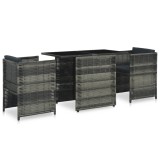 Set mobilier de bistro cu perne, 3 piese, gri, poliratan GartenMobel Dekor, vidaXL