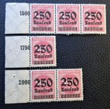 Deutsches Reich (1923) - Lot Hiperinflație 250 pe 75Pf cu Margini (1500, 1750 &amp; 2000) (MNH cu gumă originală intactă ) BN1