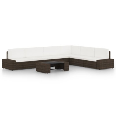 vidaXL Set mobilier de grădină cu perne, 7 piese, maro, poliratan foto