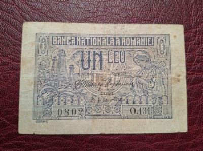 Bancnota 1 leu 1915 foto