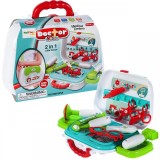 Set geanta medicala de jucarie, accesorii incluse, ochelari, siringa, foarfece, plastic, multicolor