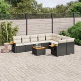 vidaXL Set canapele de grădină cu perne, 10 piese, negru, poliratan 3259550