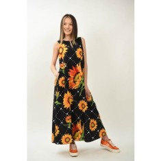ROCHIE LUNGA FARA MANECI CU BUZUNARE BLOOM FLOAREA SOARELUI TALIE UNICA Multicolora