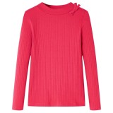Tricou pentru copii cu m&acirc;neci lungi, roz aprins, 128, vidaXL
