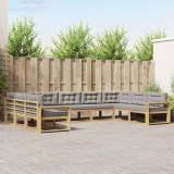 vidaXL Set de canapele de exterior cu pernă 9 pcs Alb și gri deschis 3387040