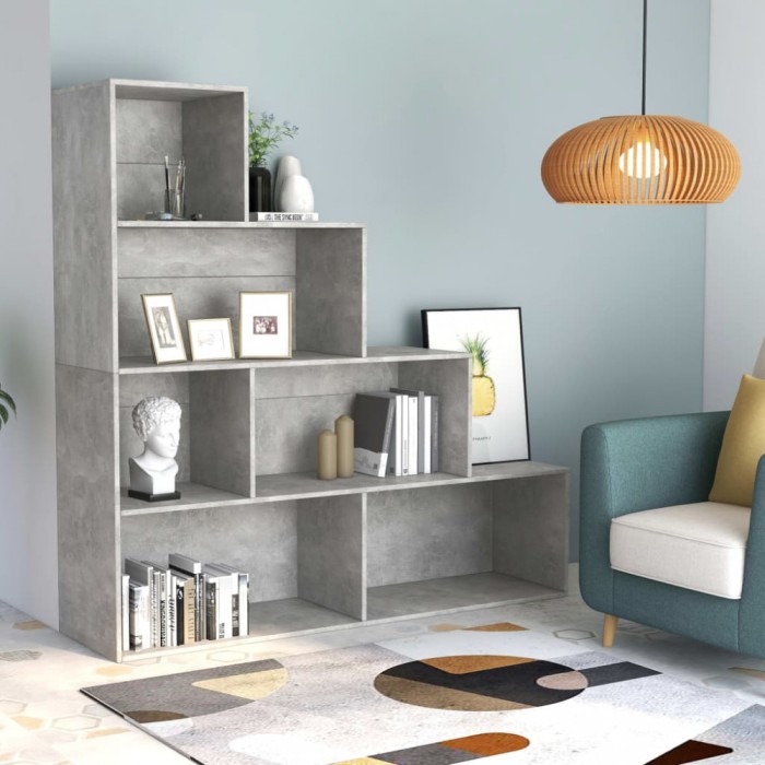 vidaXL Bibliotecă/Separator cameră, gri beton, 155x24x160 cm, PAL