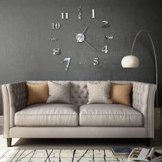 vidaXL Ceas de perete 3D, argintiu, 100 cm, XXL, design modern