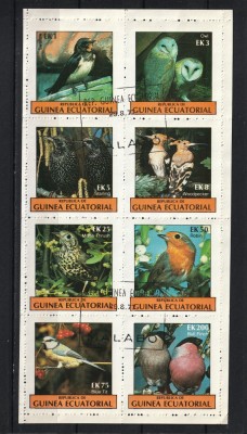 Guineea Ec., 1977 | Păsări indigene - Animale | Bloc / Minisheet 8v | aph foto