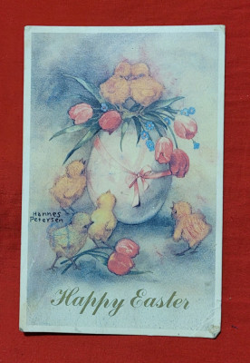 Felicitare de Pasti - Paste Fericit, Carte Postala veche anii 1930, vedere foto