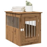 VidaXL Ladă pentru c&acirc;ini, Stejar artizanal, 55x75x65 cm, lemn compozit