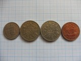 Anglia / Marea Britanie/ Regatul Unit/ -Lot Monede - Elizabeth II (1953-1967) - 1 shilling 1953 / 2 shillings 1954 / 2 shillings 1961 / 1/2 penny 1967