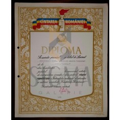 DIPLOMA &quot; CINTAREA ROMANIEI&quot; LAUREAT, SCRIITORULUIRADU TIC, 1989