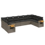 Cumpara ieftin Set mobilier de gradina cu perne, 10 piese, gri, poliratan