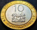 Cumpara ieftin Moneda exotica bimetal 10 SHILLINGS - KENYA, anul 1997 * cod 4907 A, Africa