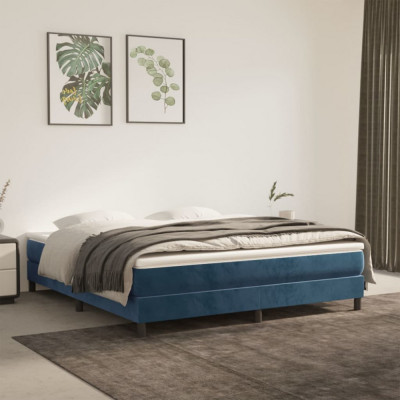 vidaXL Saltea de pat cu arcuri, albastru &amp;icirc;nchis, 180x200x20cm, catifea foto