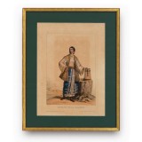 Țărancă din Valahia, litografie colorată manual, gravor A. Deveria