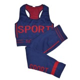 Costum Fitness Yoga Dama, 2 Piese, Bustiera si Pantaloni 3/4, Talie Inalta, Universal S-L, Poliester/Spandex